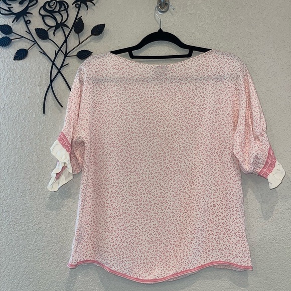 Neiman Marcus Blouse Top Pink Flower Light Weight Size 6 vintage - Picture 7 of 11